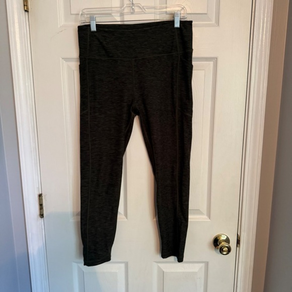 Victoria's Secret L Workout‎ Leggings Yoga High Waist Pocket Crop Olive Heather